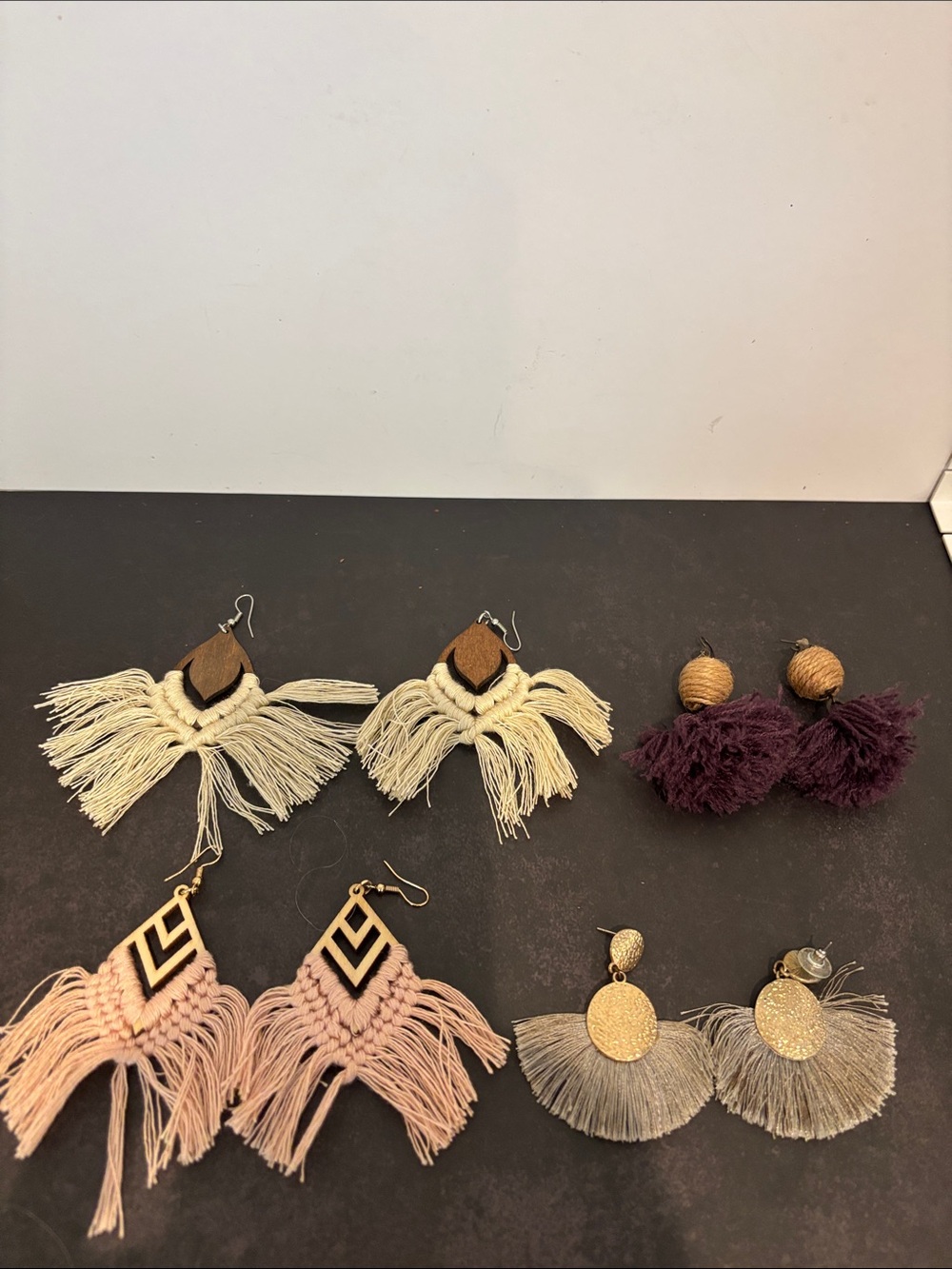 Boho Statement Earring Lot (4) Pairs